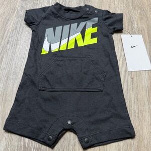 Nike Black Infant Romper with Yellow and Gray Logo